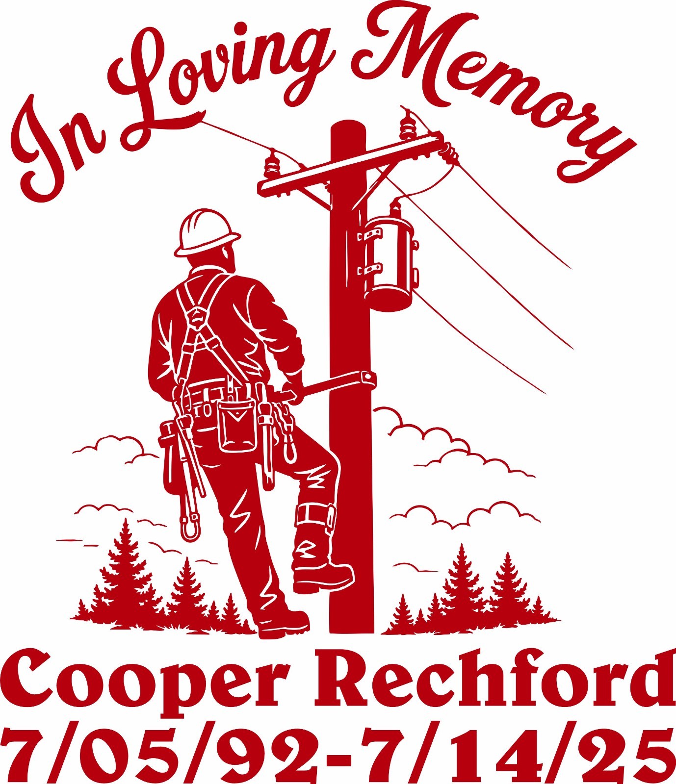 In Loving Memory of Lineman Name Dates Car Truck Window Vinyl Decal Sticker