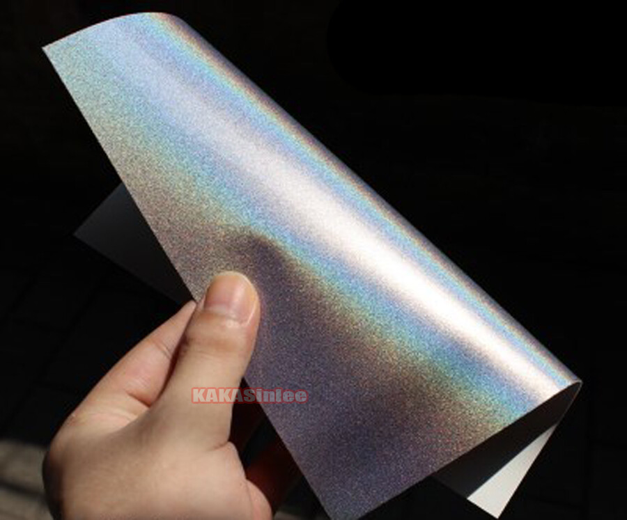Silver Car Iridescence Mirror Chrome Holographic Laser Vinyl Wrap PVC Sticker US