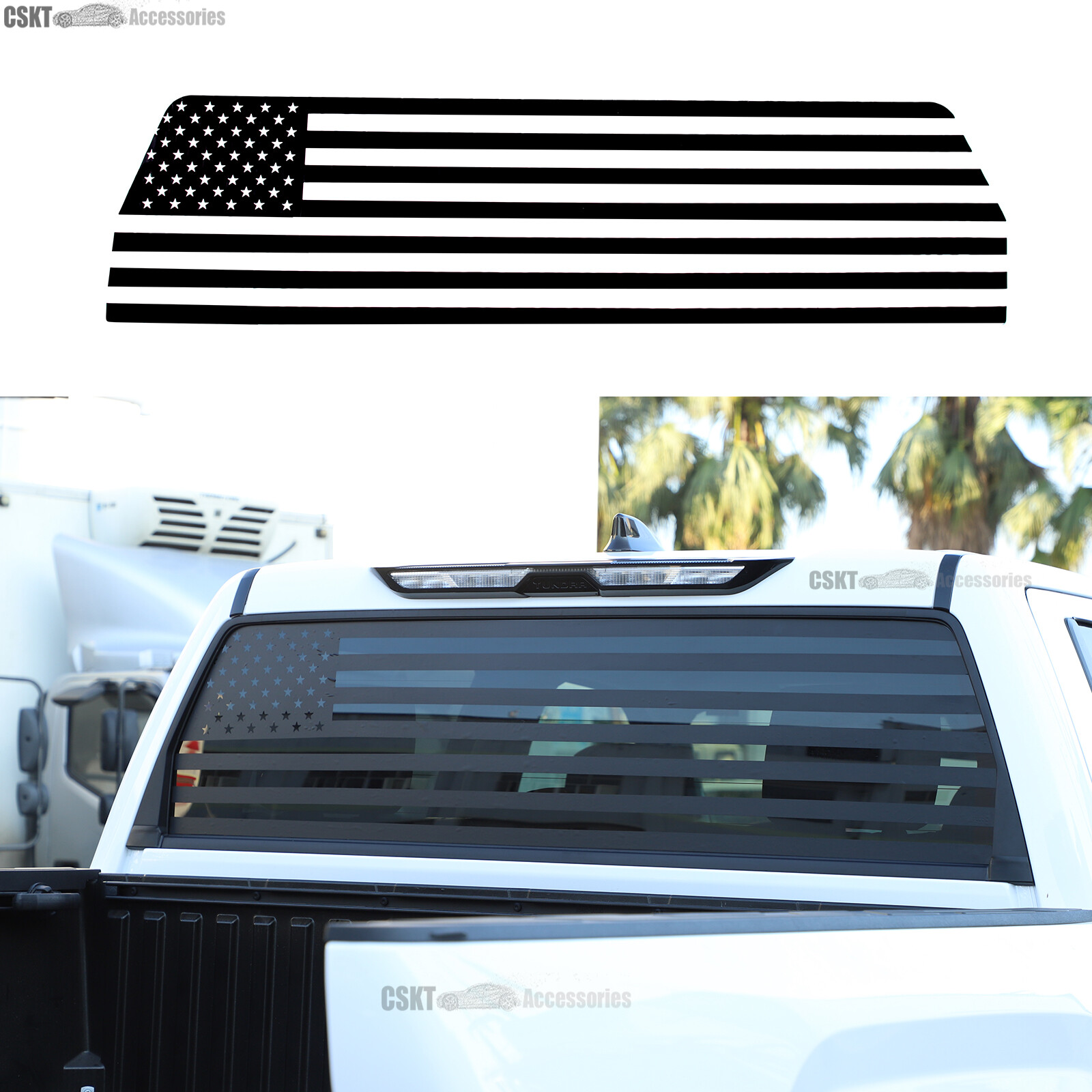 Fits 2022-2023 Tundra Rear Window Glass USA Flag Decal Sticker Cover