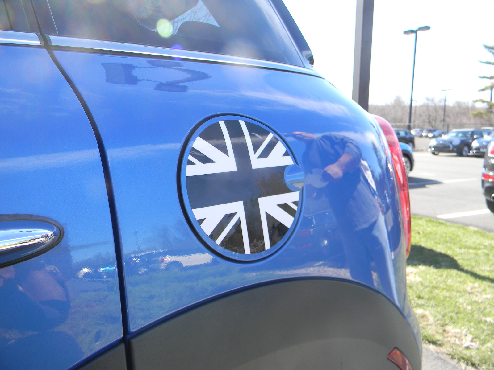 FITS MINI COOPER BLACK AND WHITE BRITISH FLAG FUEL TANK DOOR COVER GRAPHIC DECAL