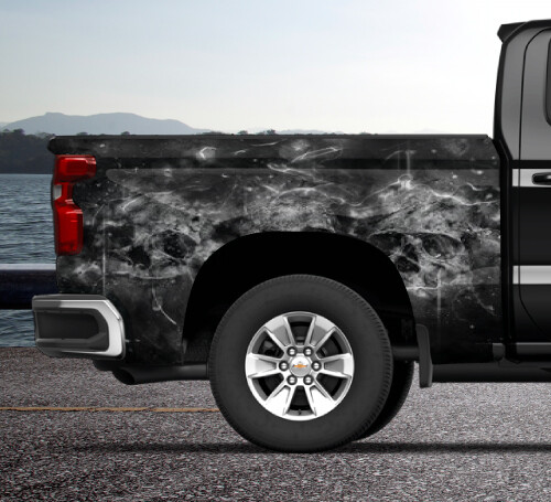 Flame Fire Skulls Truck Wrap Vinyl Bed Side DS PS Graphic Decal 80″x40″ Tailgate
