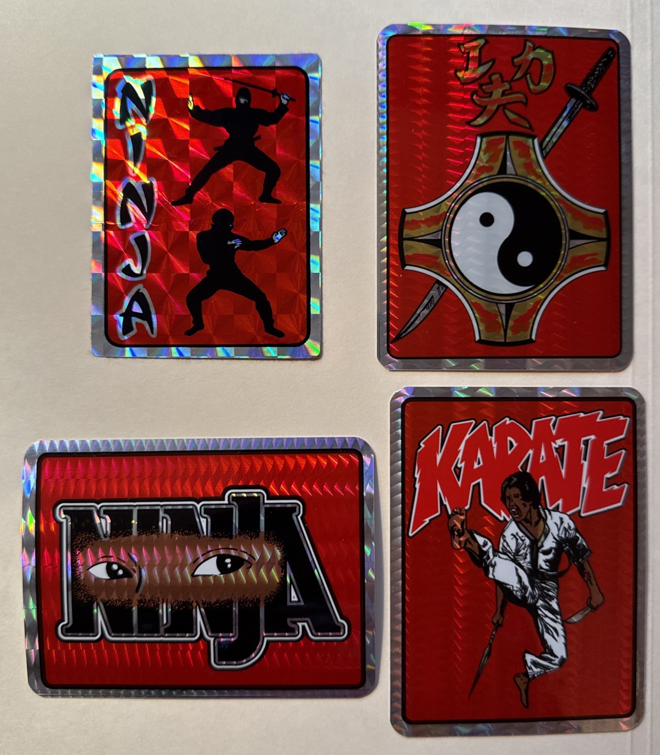 Vintage Karate Martial Arts Holographic Sticker Lot – Kodak Paper 9 stickers