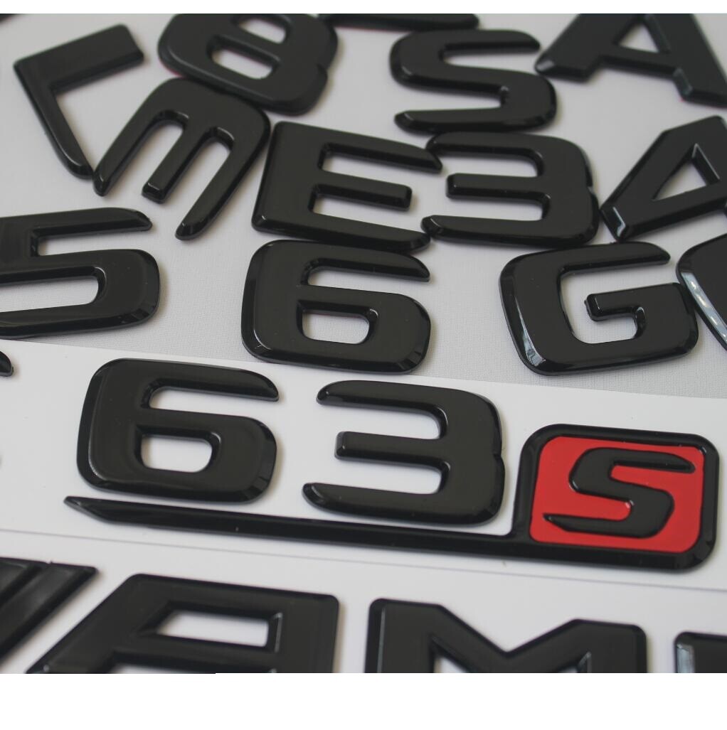 Gloss Black Emblems for Mercedes Benz E43 E53 E63 E63s AMG 4MATIC V8 BITURBO/