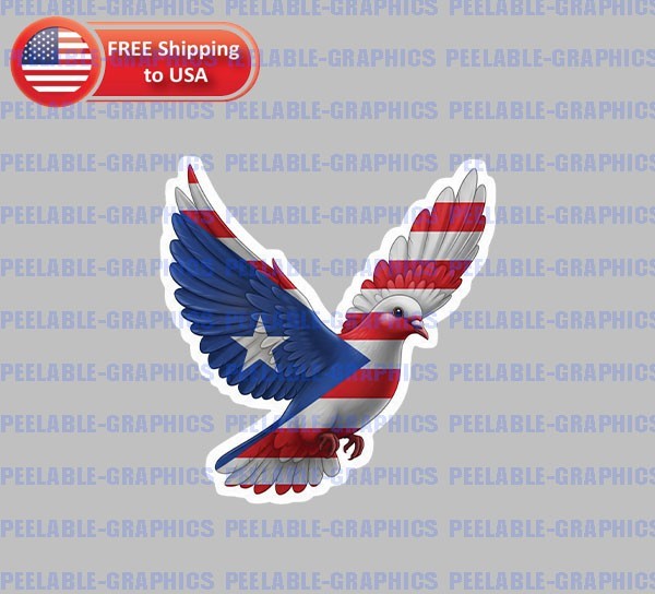 Dove Puerto Rico Flag Boricua Rican Coqui Vinyl Decal Sticker A