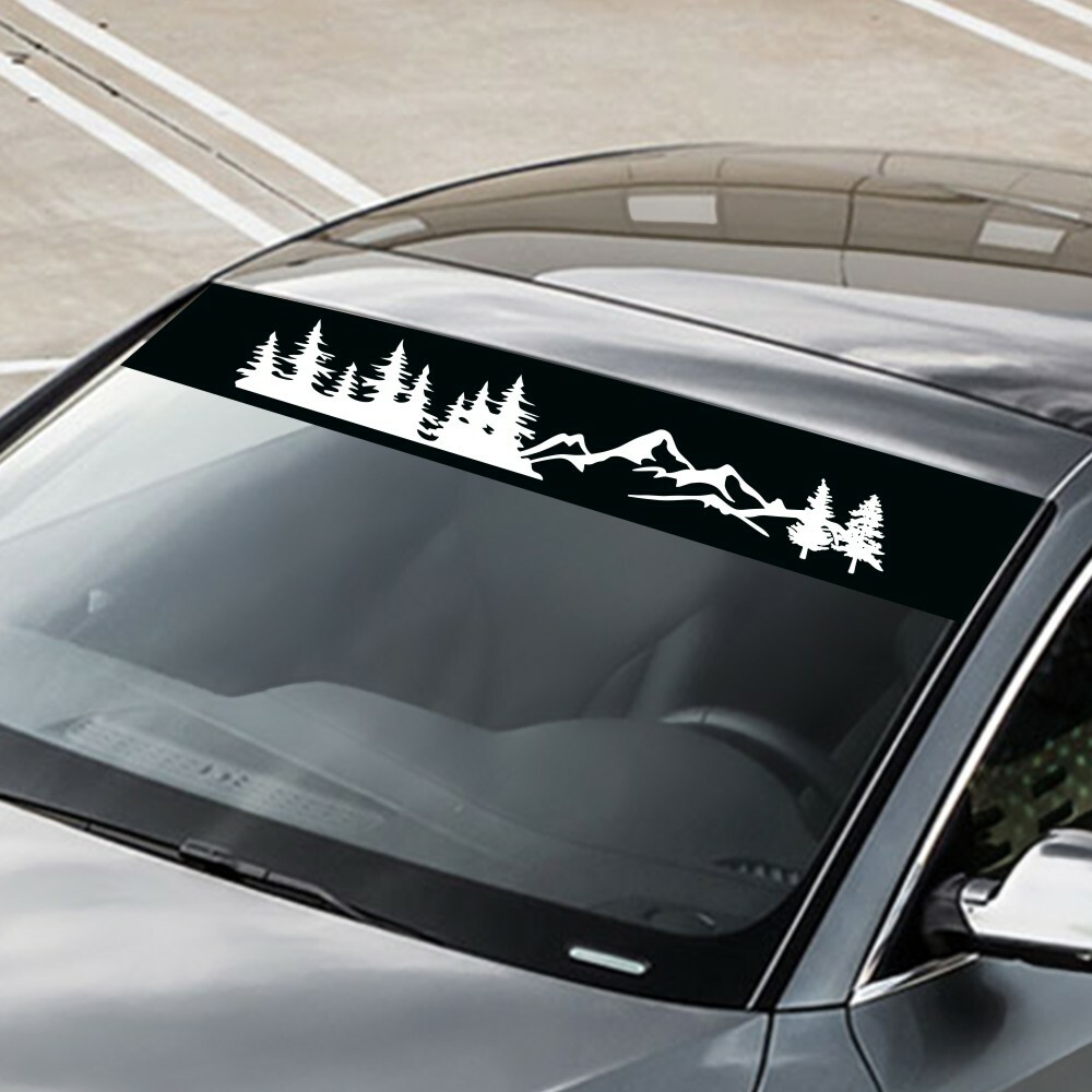 Car Stickers Vinyl Mountain Graphics Front Windshield White Decal Waterproof