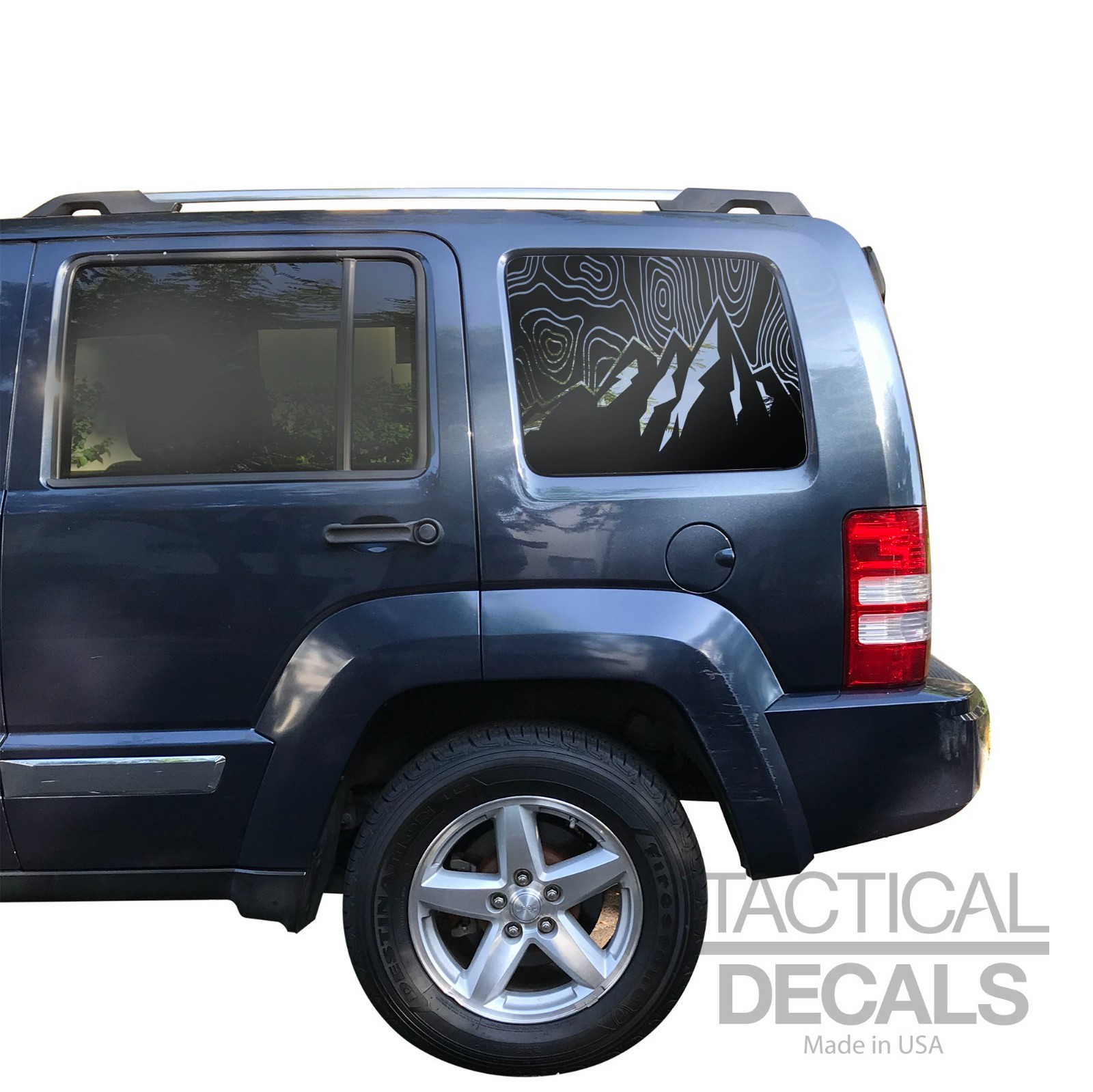 Topogrphic map with mountains design Decal for 2008-2012 Jeep liberty LL1-TX2