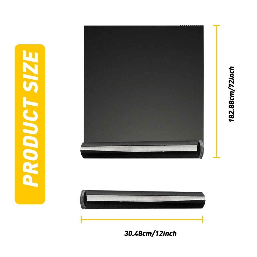 Headlight Taillight Tint Film Vinyl 12″x72″ Gloss Dark Black DIY Front Rear 1-10
