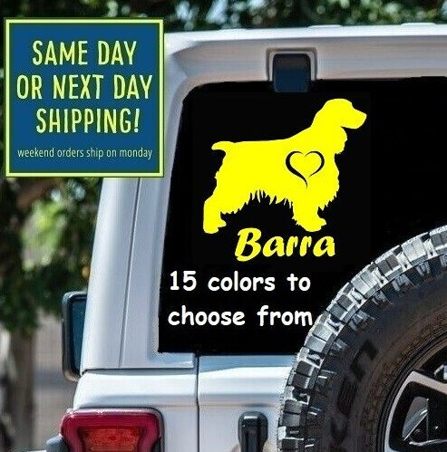 8 Sizes COCKER SPANIEL CUSTOM NAME HEART STICKER DECAL Car Window MacBook Laptop
