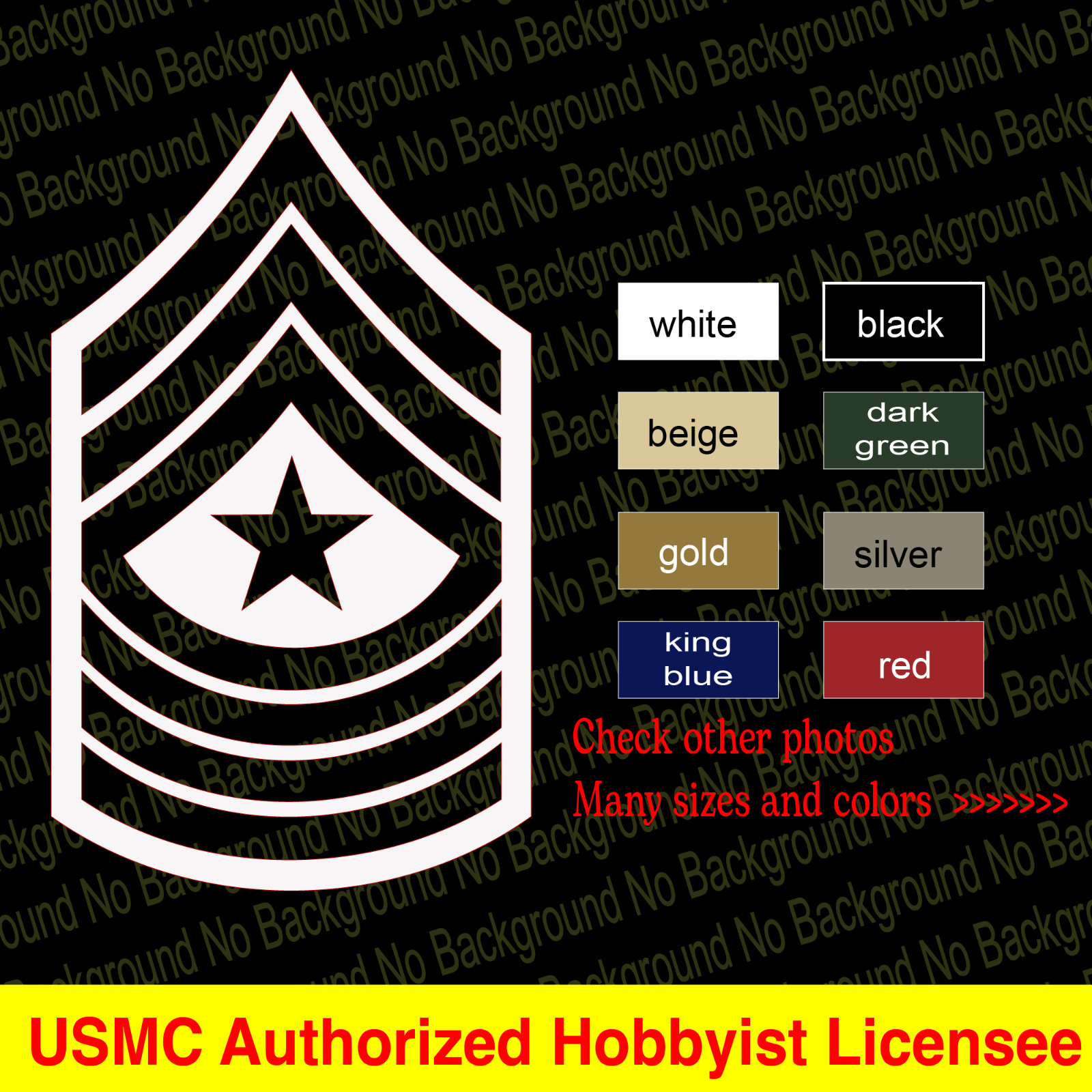 USMC Marines Sergeant Major E9 Rank Veteran Die Cut Sticker Vinyl Decal AY013