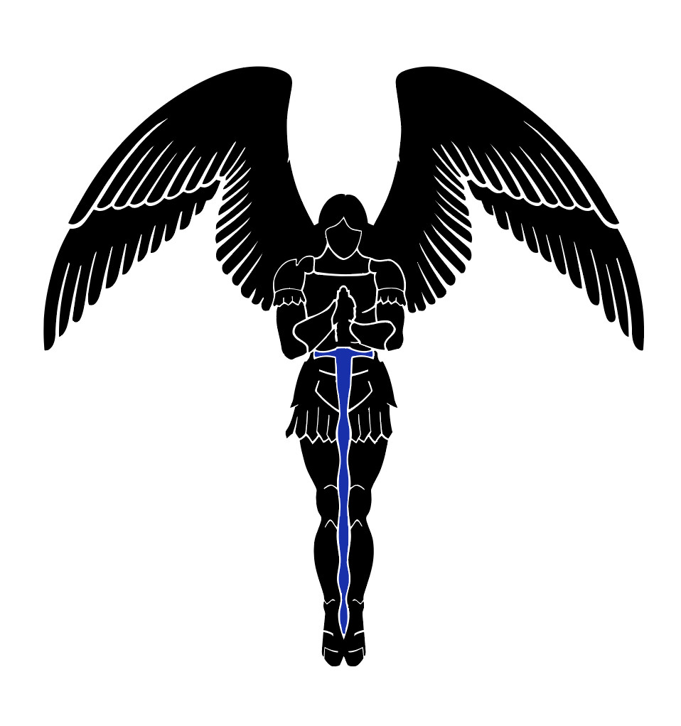 Saint Michael Blue Line Police LEO With Reflective Blue Sword DECAL