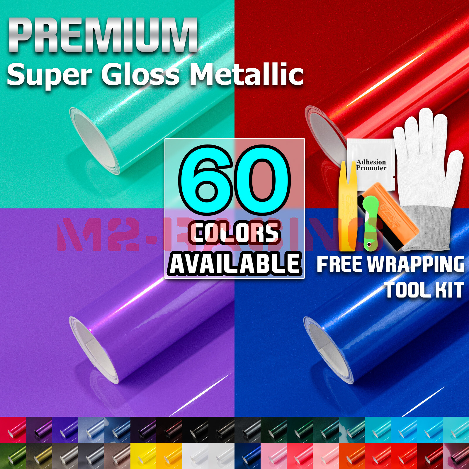 Premium Super Gloss Metallic Vinyl Car Wrap Sticker Decal Bubble Free Sheet Film