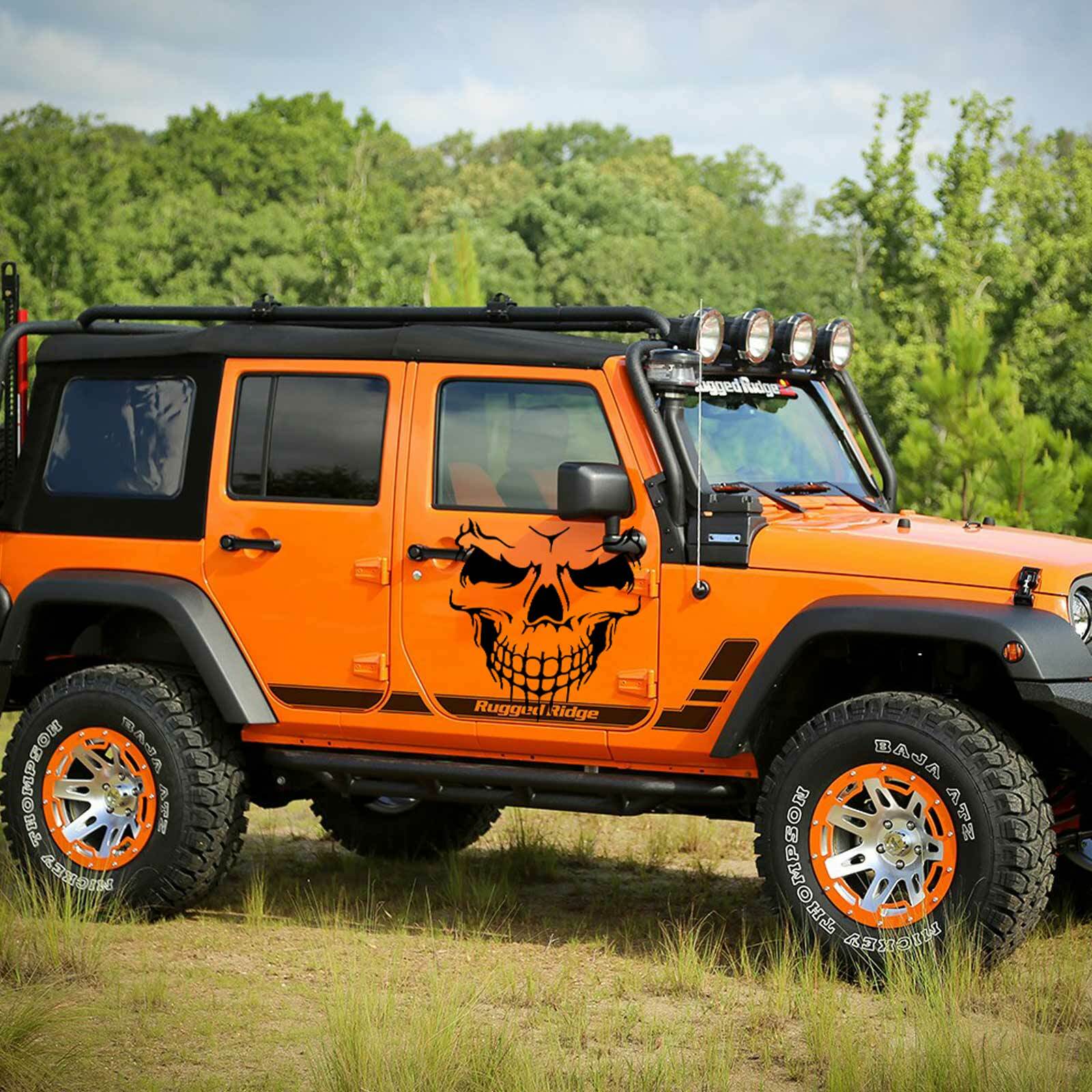 2x Reflective Skull Vinyl Side Door Tailgate Sticker Trim For Jeep Wrangler JK