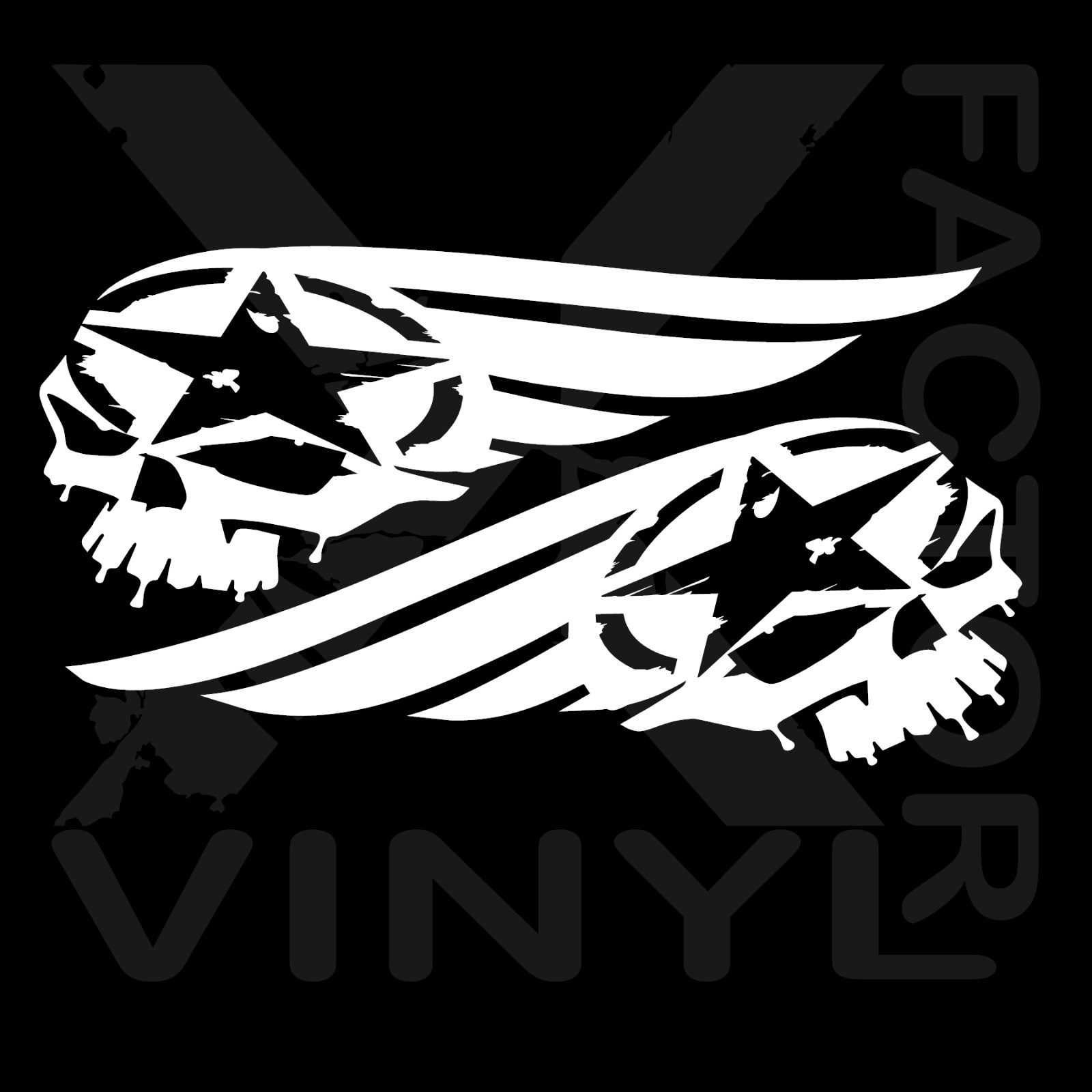 Set of Winged Skull with Star Vinyl Dicut Decal Stickers 14 Color 2 Size FREESHP