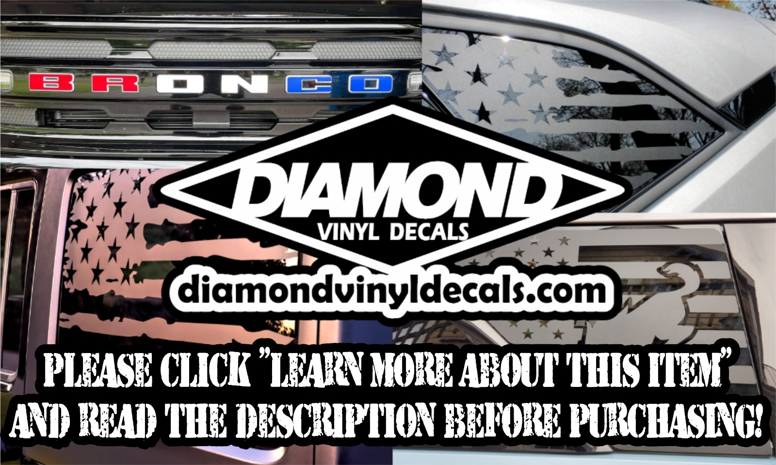 American Flag Mountains Window Decals For 2021+ Ford Big Bronco Full Size 6g