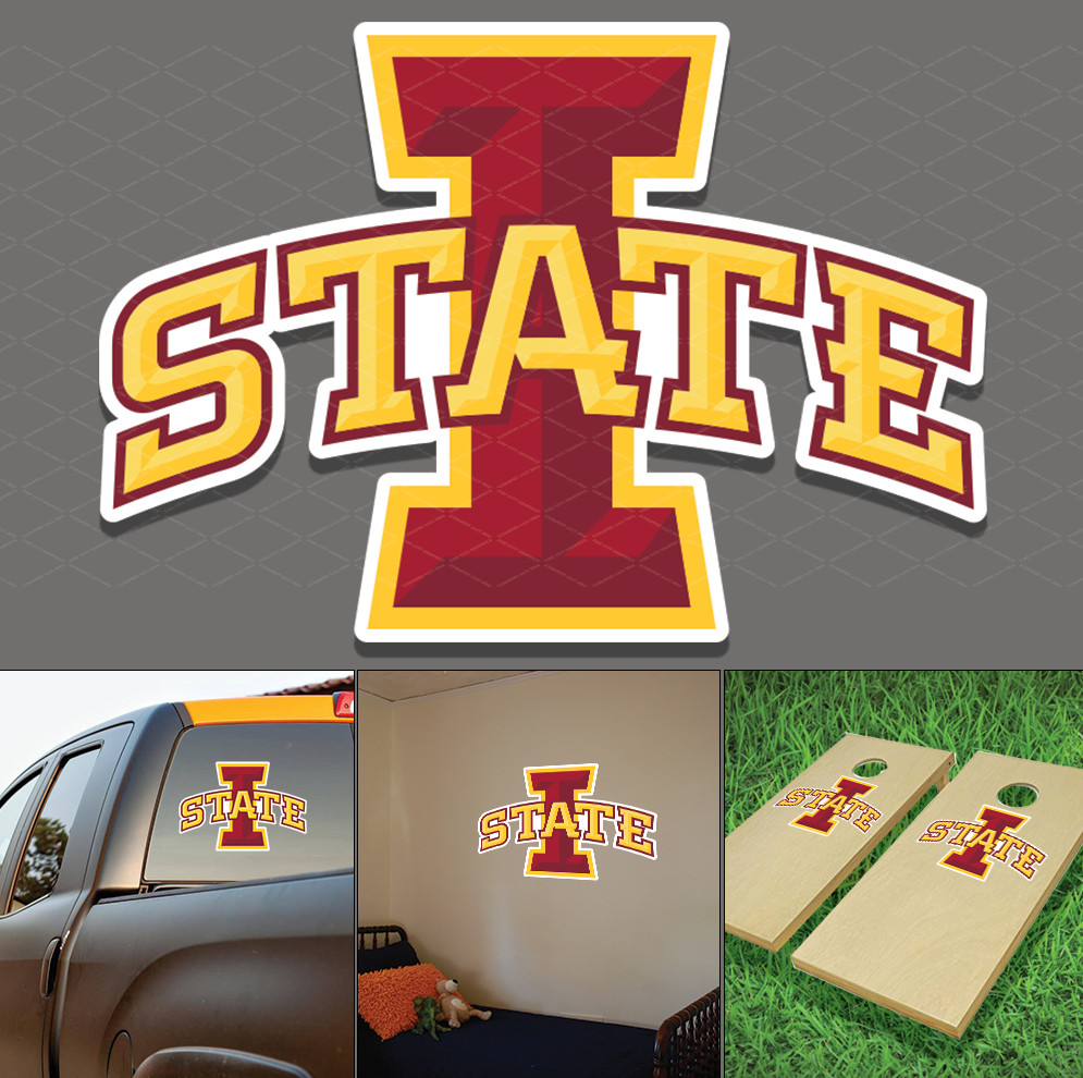 I STATE Decal Sticker | Bold Athletic Lettering Vinyl for Car Truck Laptop Wall