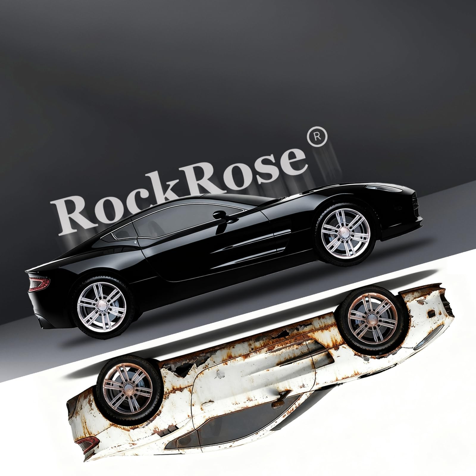 RockRose 2026 Ultra Gloss Black Vinyl Wrap for Cars 12 IN x 5FT,