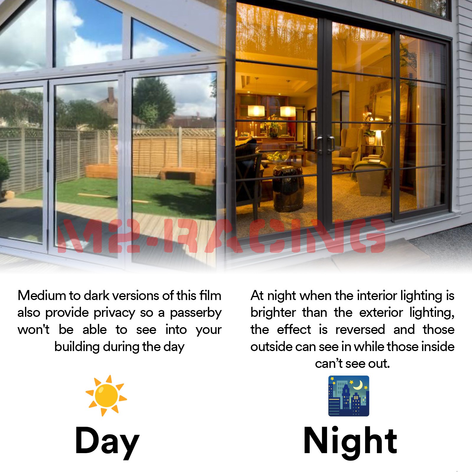 Dark Blue Chrome Window Tint One Way Mirror Film UV Heat Reflective Home Office