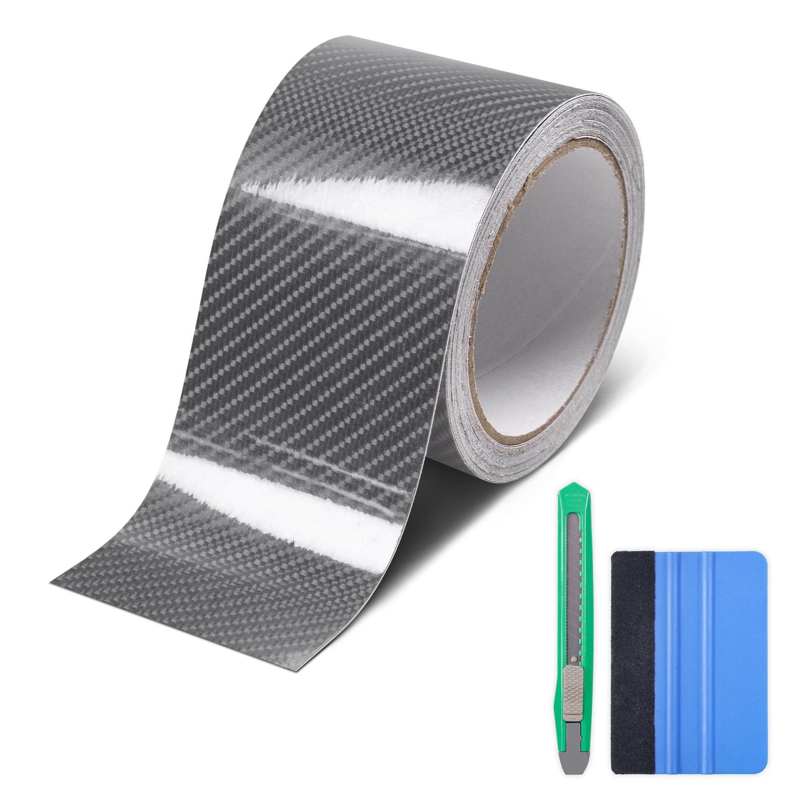 Lypumso 6D High Gloss Carbon Fiber Vinyl Wrap Tape, 3in x 30ft, Grey