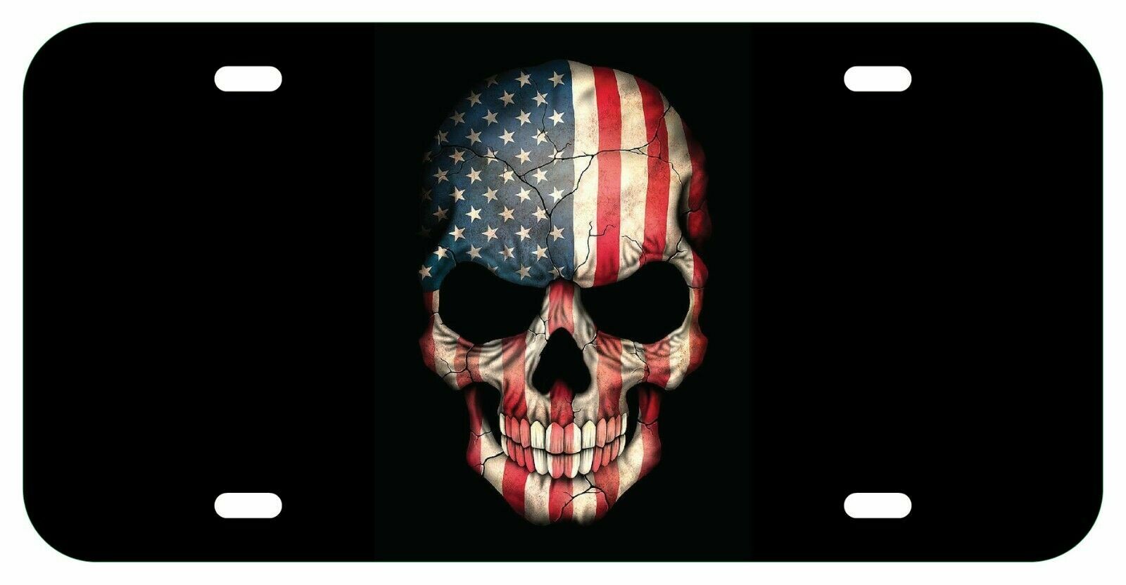 AMERICAN FLAG SKULL VEHICLE LICENSE PLATE FRONT BACK AUTO TAG Made in USA