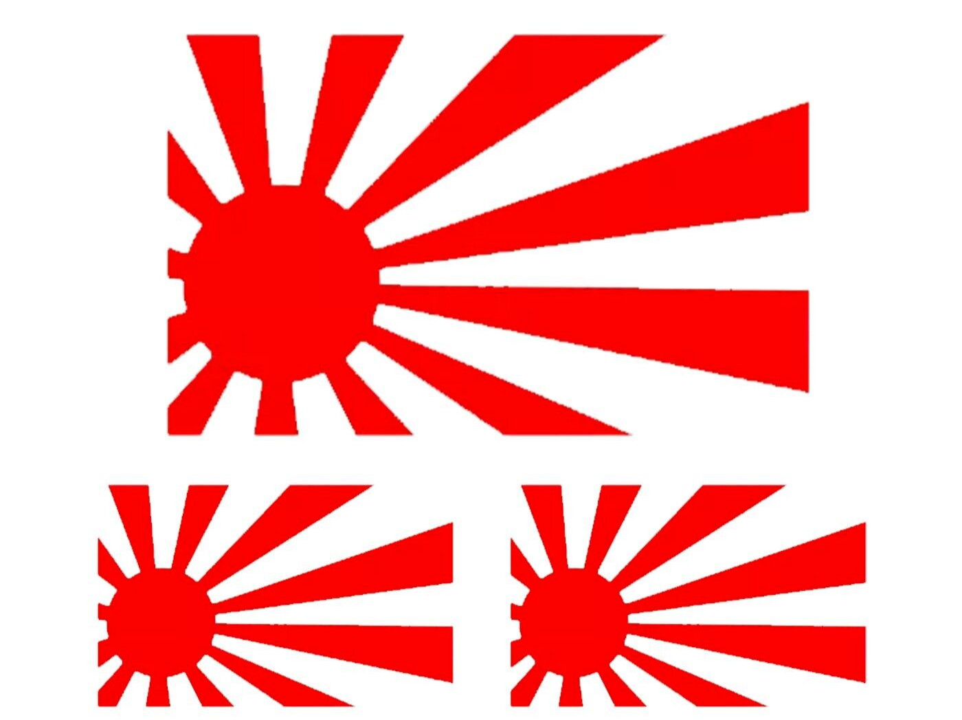 Rising Sun Japanese Three PK 7″ & 5″ Red Vinyl Decals Car Window Laptop Bumper