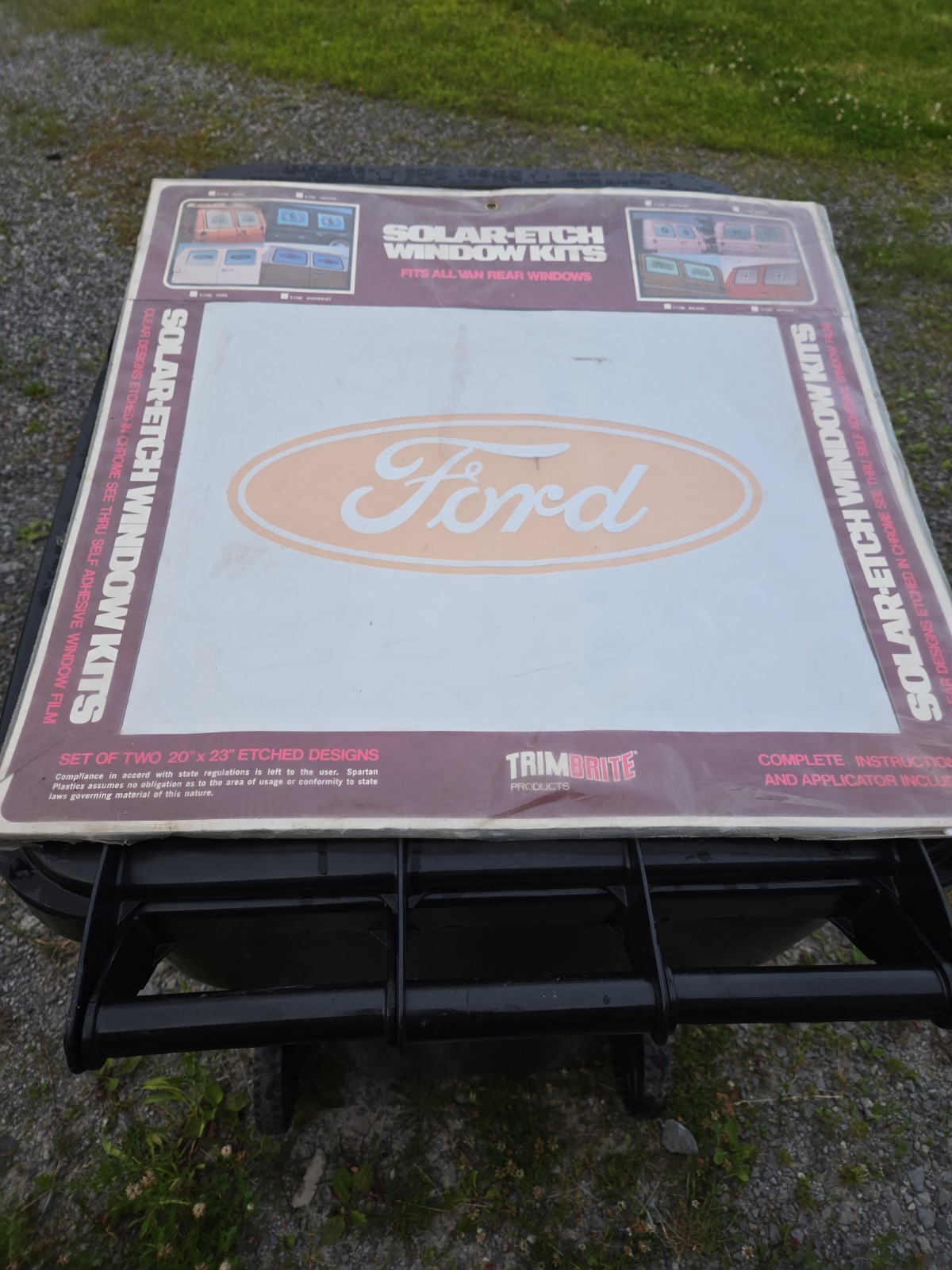 NOS Vintage Custom Van Rear Window Kit Decal Ford Solar ETCH Trim Brite
