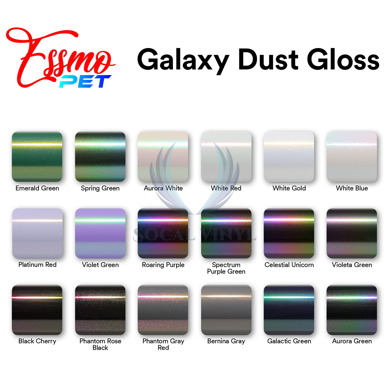 PET Galaxy Dust Gloss Vinyl Wrap For Chevy Bowtie Emblem Overlay Sheet Decal