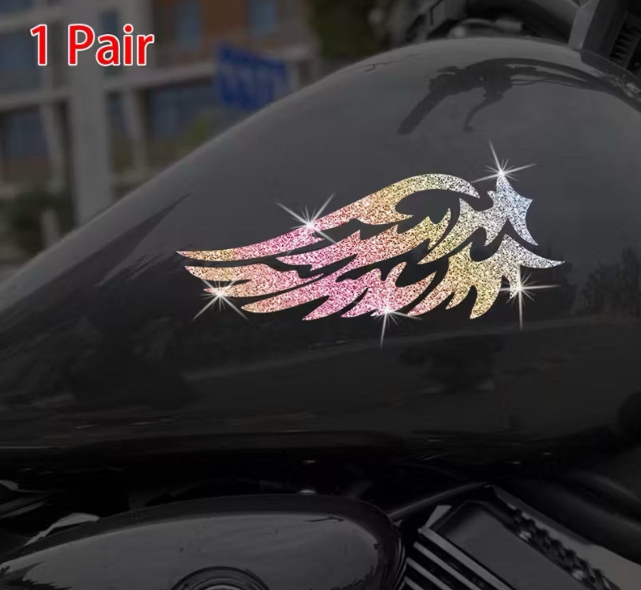 GLITTER BLING SPARKLE SHINY ANGEL WINGS 6” VINYL STICKER DECAL PAIR 2PCS