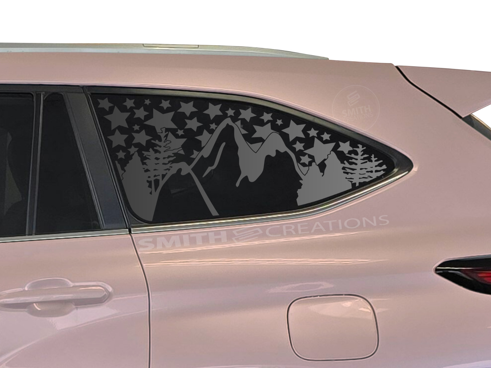 Fits 2020-2025 Toyota Highland Stars over Mountain and Trees Scene Window Decal