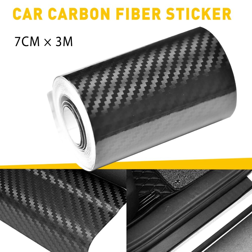 10FT Anti Scratch Carbon Fiber Black Car Sticker Tape Protector Strip Door Sill