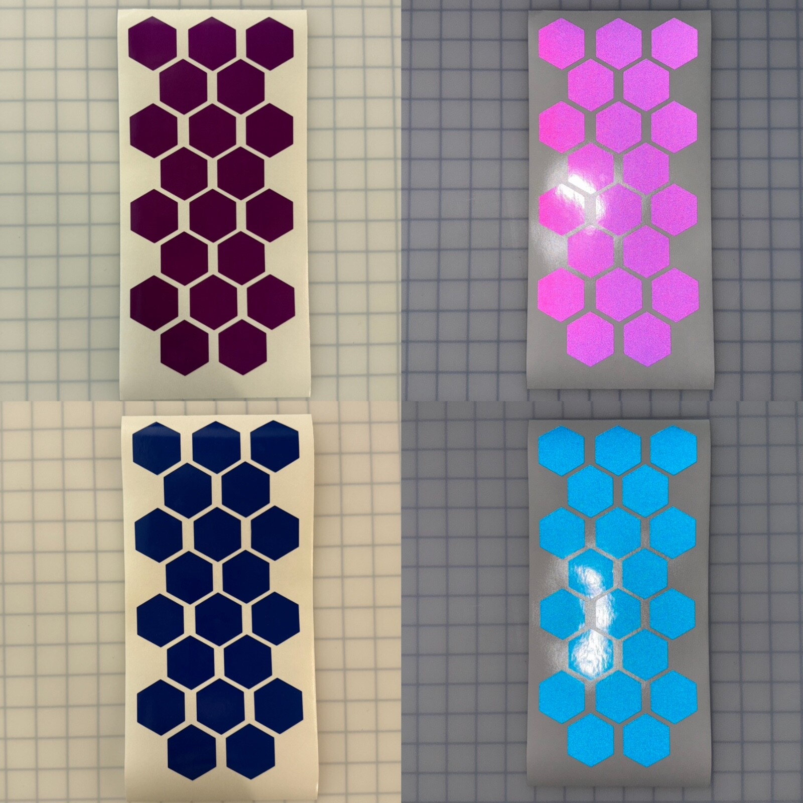 20 Reflective 1.75″ x 1.52″ ELG Hexagons (10 Different Colors) Sticker Decal