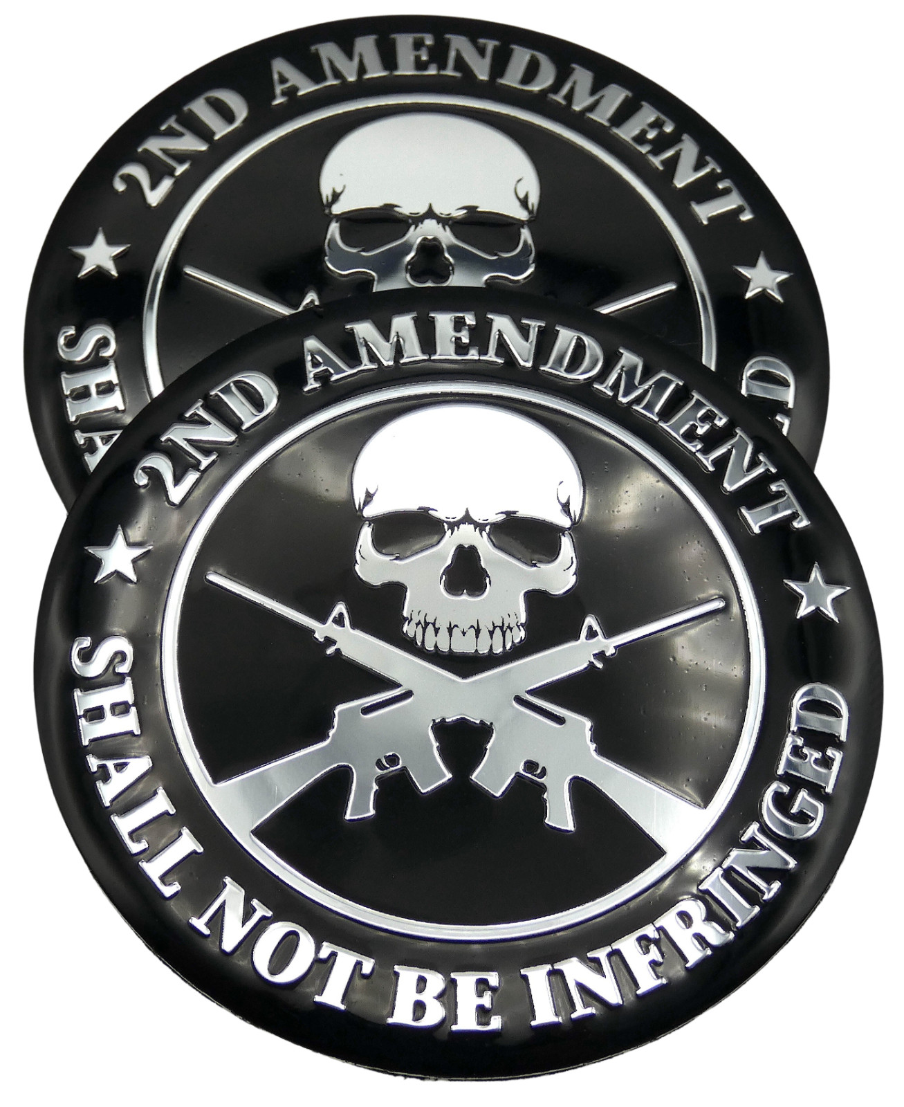 2x ALUMINUM 2nd Amendment Shall Not Be Infringed Car Vehicle Decal Sticker 2.2″