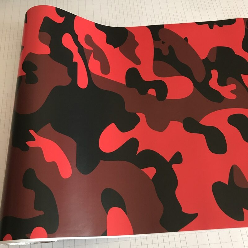 Vinyl Car Wrap Decal Sticker Matte Roll Black Red Gray White Camo Textured Style