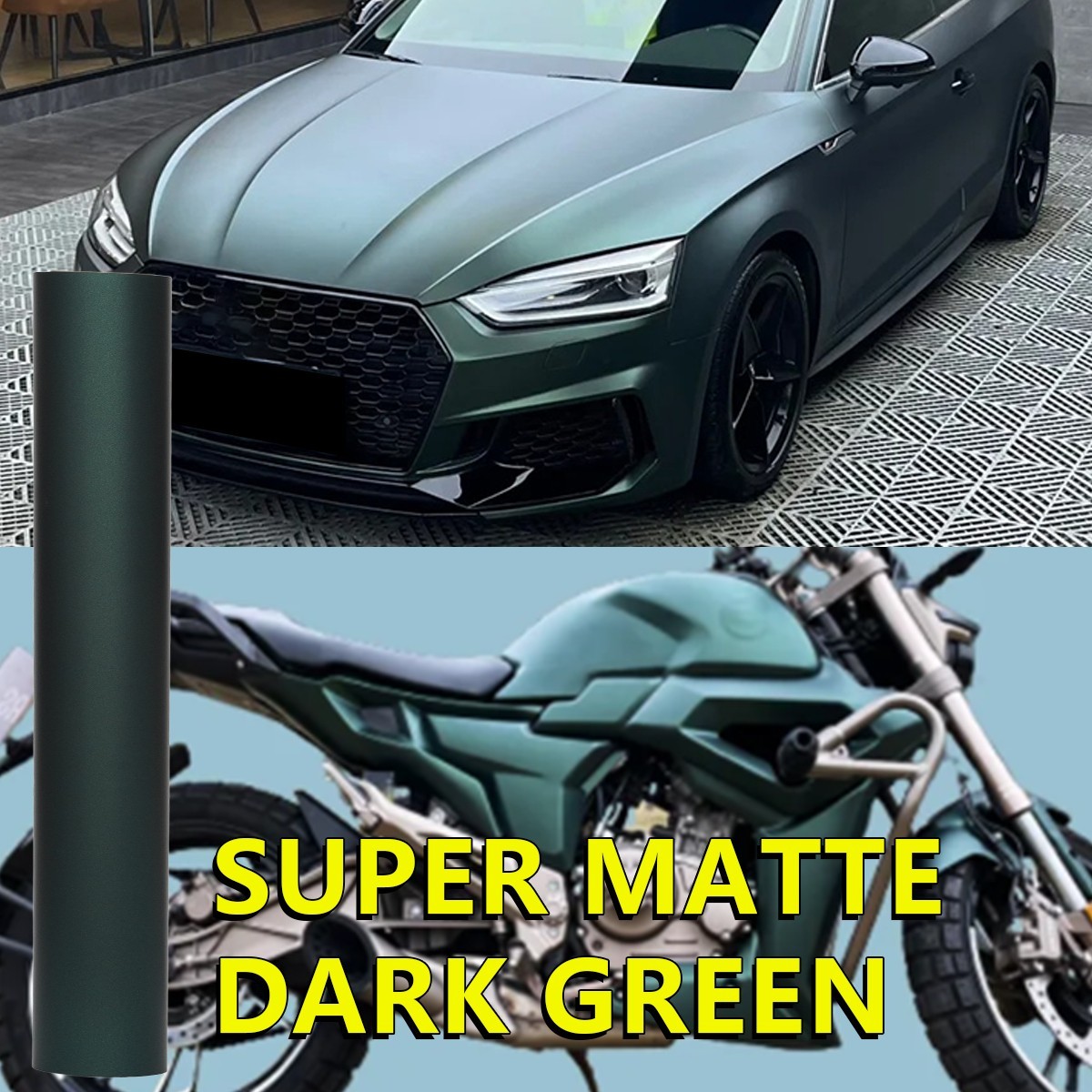 5FTx50FT PET Matte Super Dark Green Self-Adhesive Air Release Vinyl Wrap