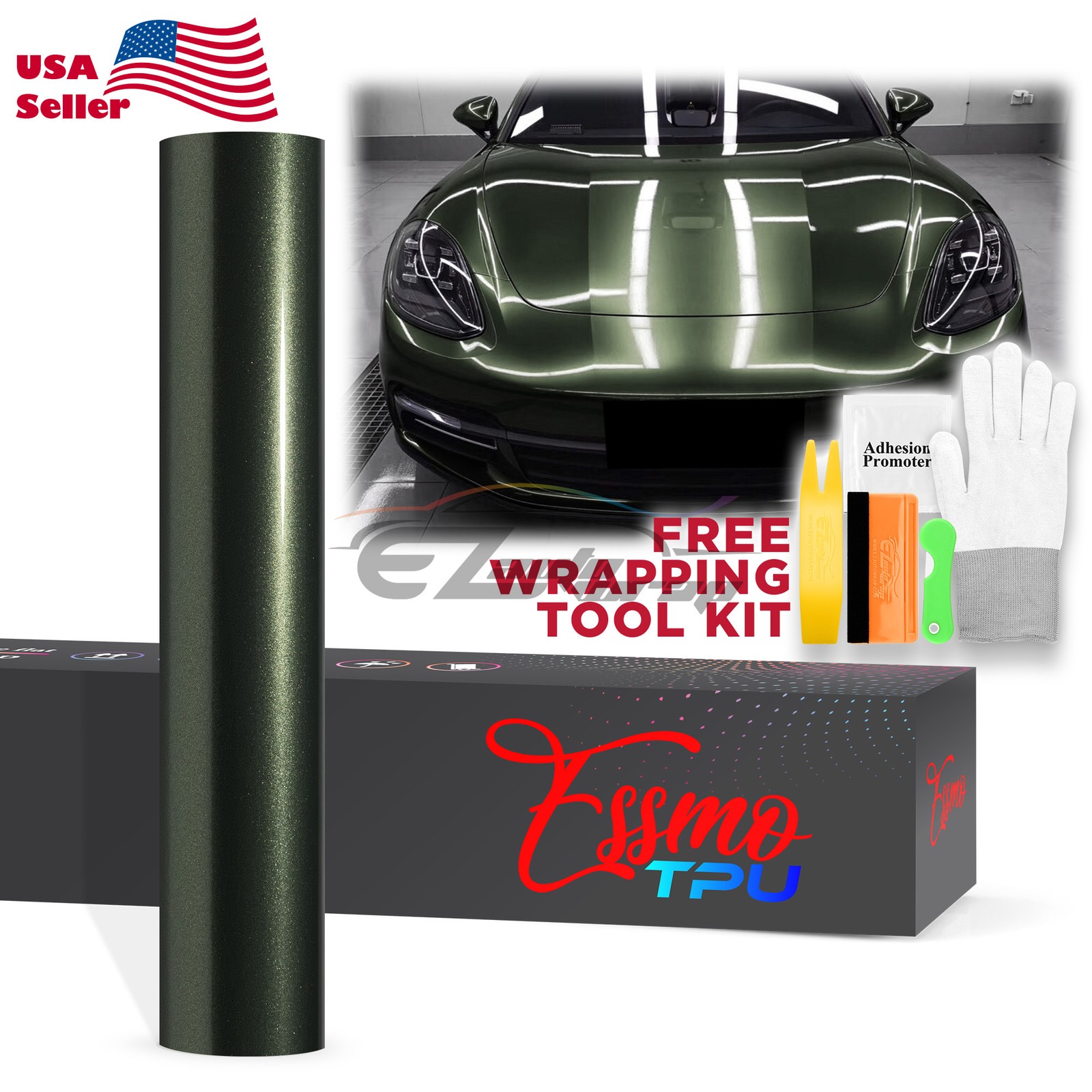 Gloss Metallic Oak Green PPF TPU Paint Protection Film Dry Wet Apply Vinyl Wrap