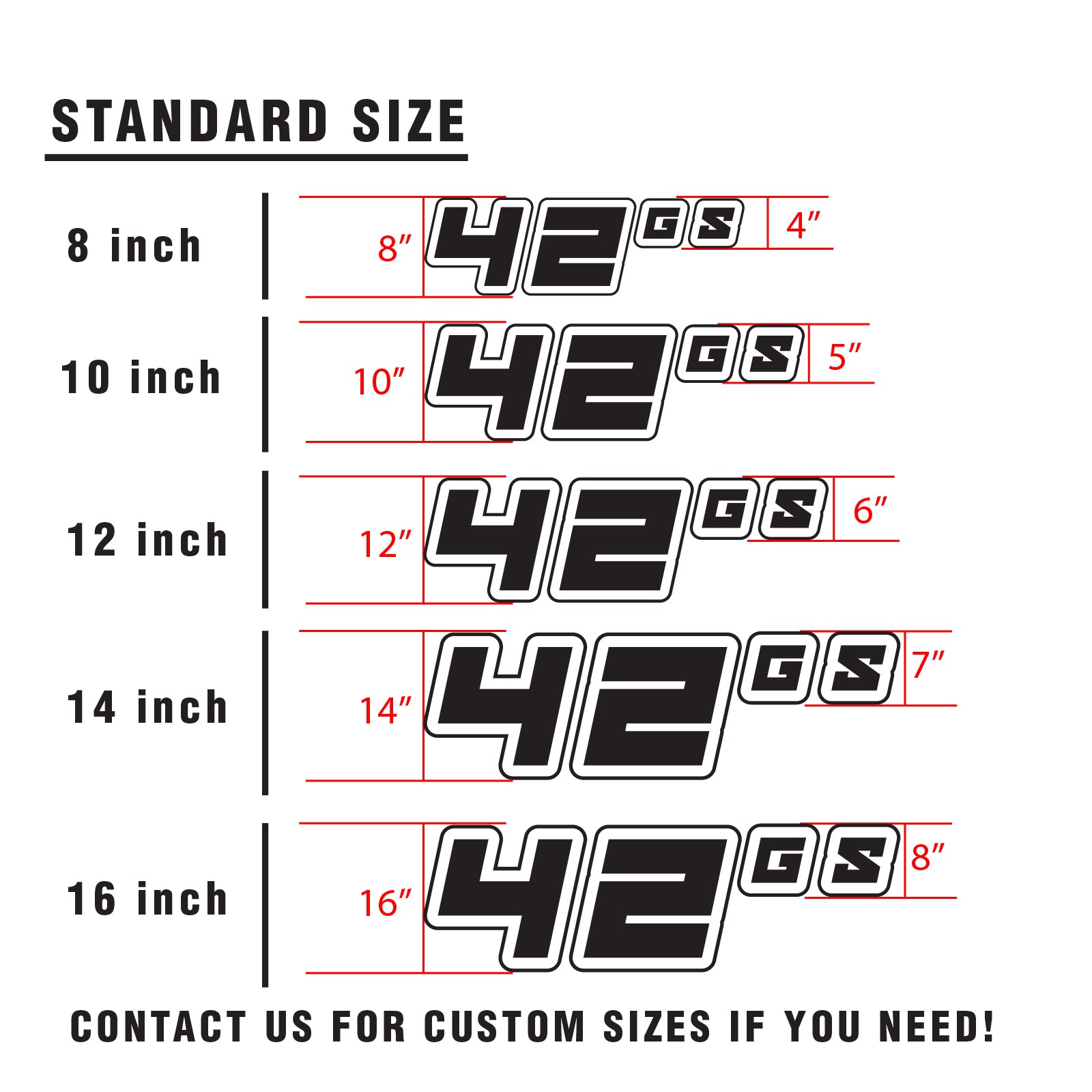 Custom Autocross Number Class Sticker Matte x2 8,10-16 inch – Bold White Style