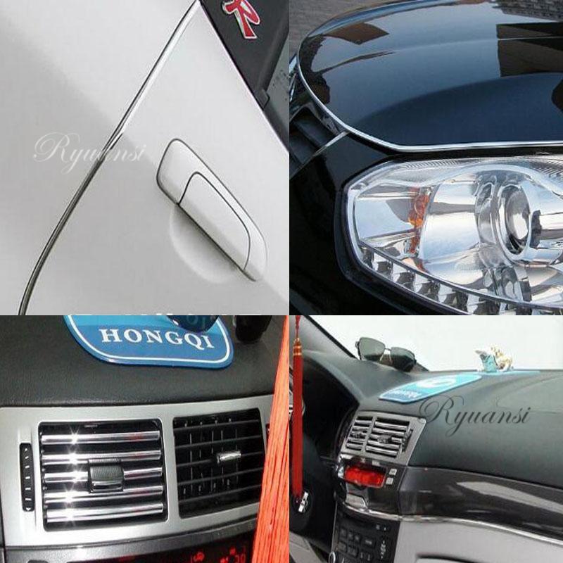 Chrome Car Door Edge Guard Interior Decor Vent Molding Trim Seal Strip Protector