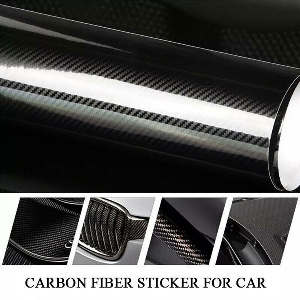 5D Carbon Fiber Black High Gloss Glossy Auto Vinyl Wrap Sticker Decal Sheet Film