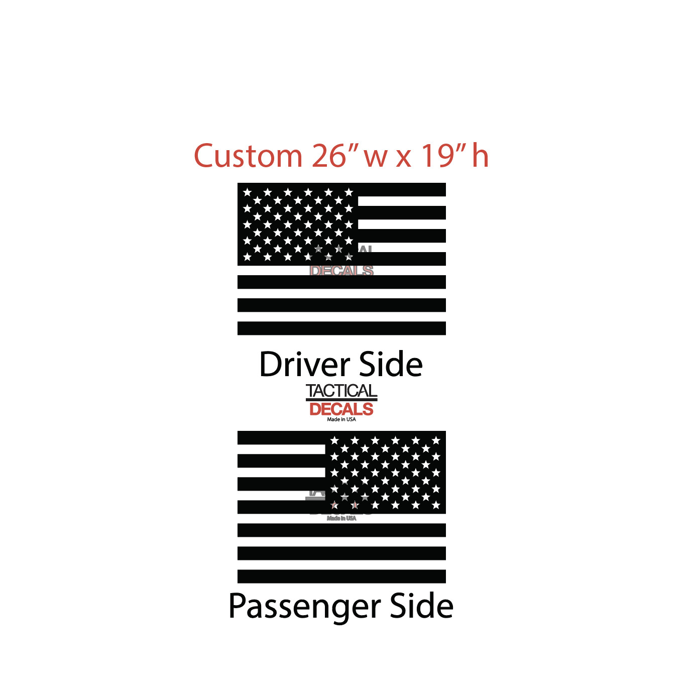 USA Flag Decal for Custom 26″w x 19″h