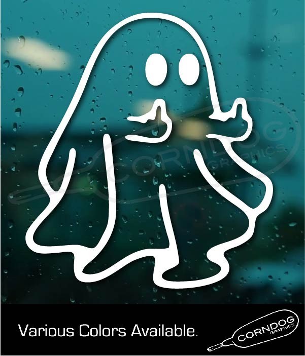 Ghost Middle Fingers VINYL STICKER DECAL HALLOWEEN SPOOKY HAUNT GHOSTY SCARY