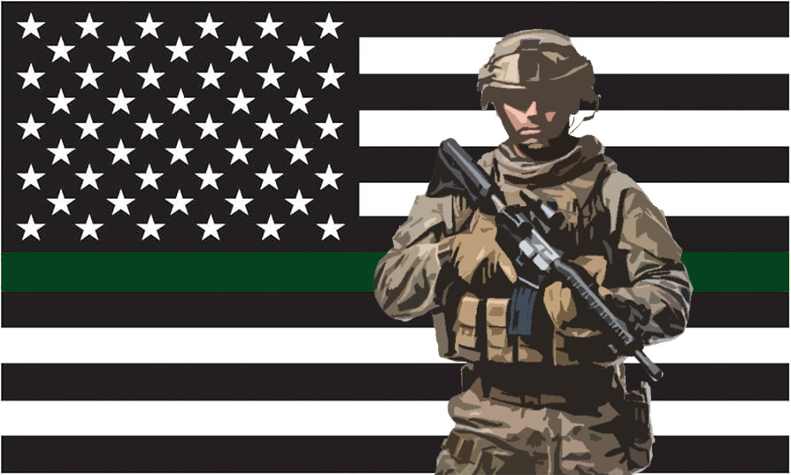 United States Flags USA Army Green Line QUALITY STICKER 3M CAR TRUCK Window