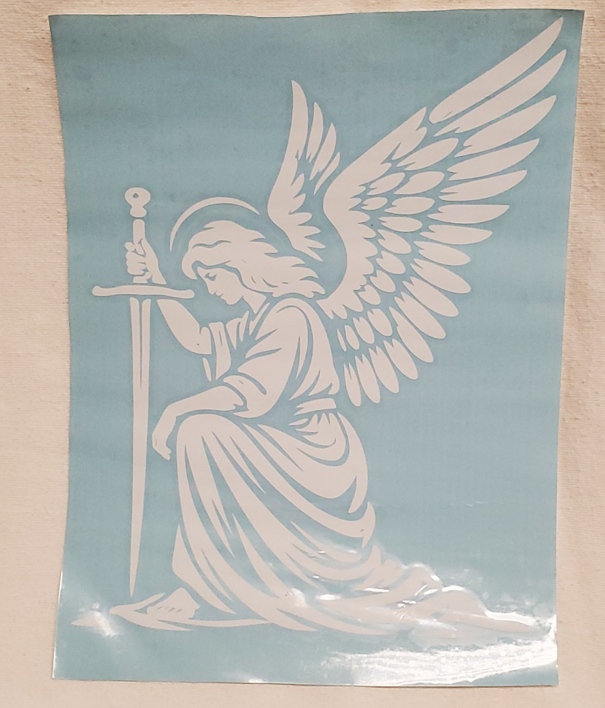 Archangel Warrior with Sword Michael Window Vinyl Decal Sticker Angel Backglass