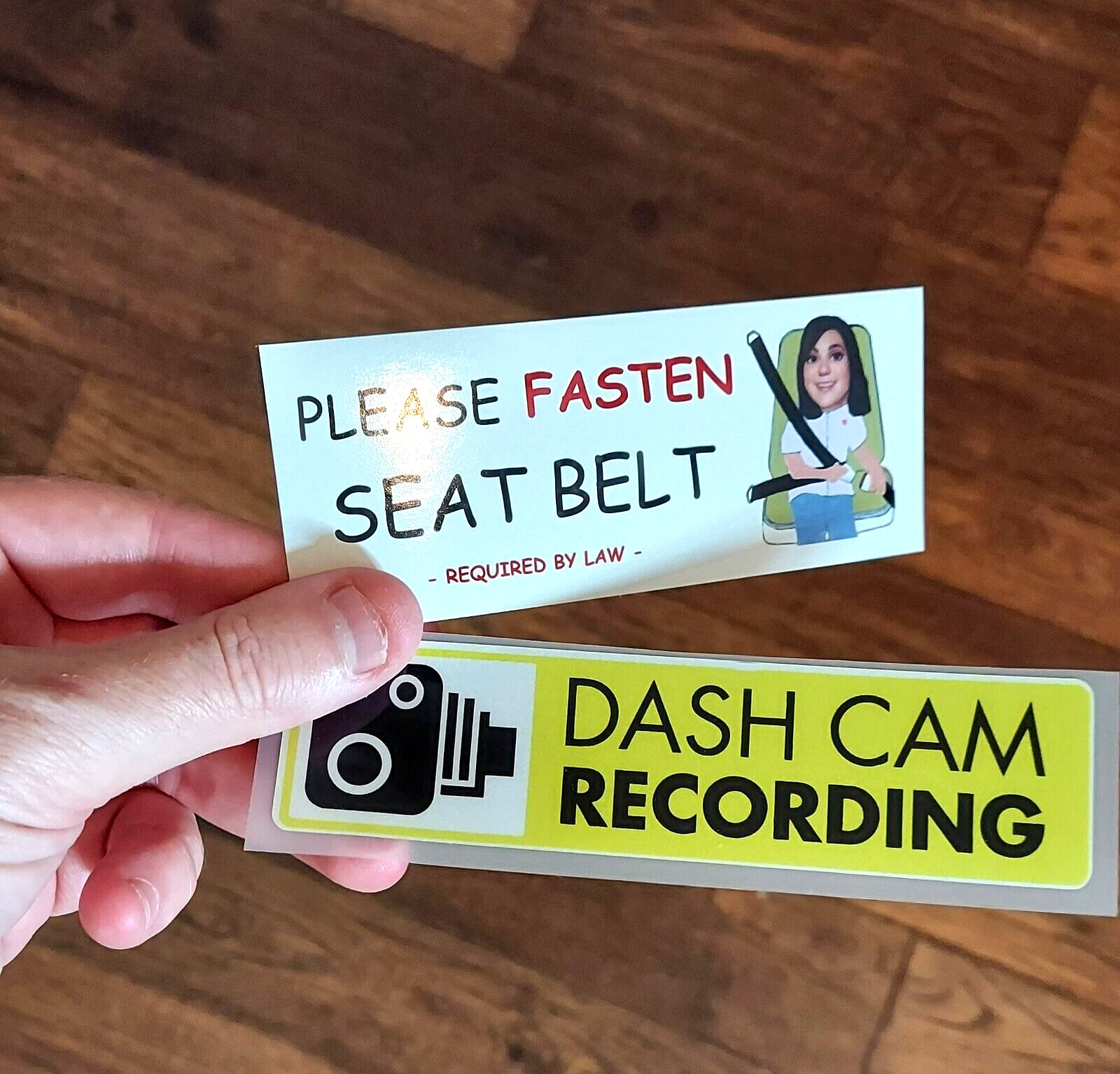 DASH CAM STICKER ,SEAT BELT STICKER , SEATBELT STICKER , PLEASE FASTEN , TNC