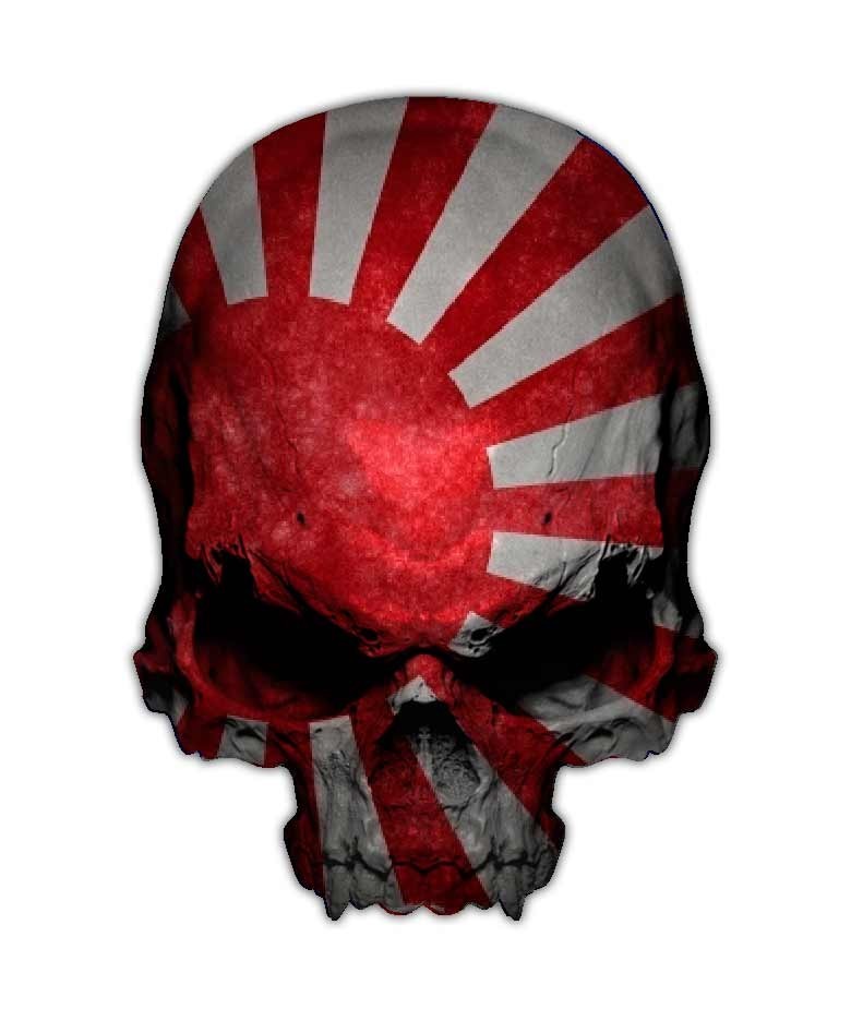 2 pack Japan Skull Decal Imperial Japanese Flag Sticker Kamikaze Rising Sun JPN