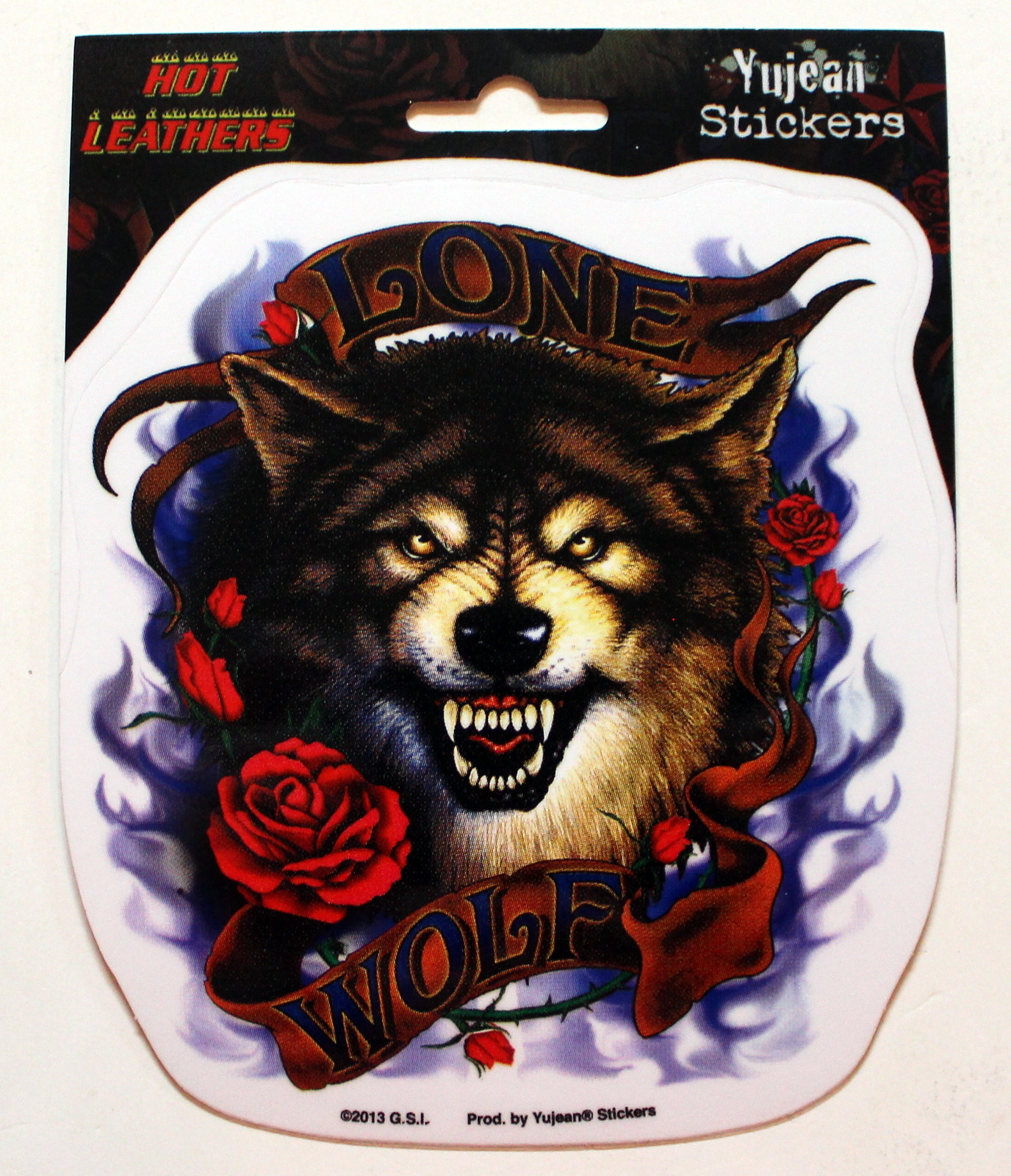 LONE WOLF Sticker Hot Leathers Windshield tank Decal Roses 4 1/2″ W by 4 7/8″ L