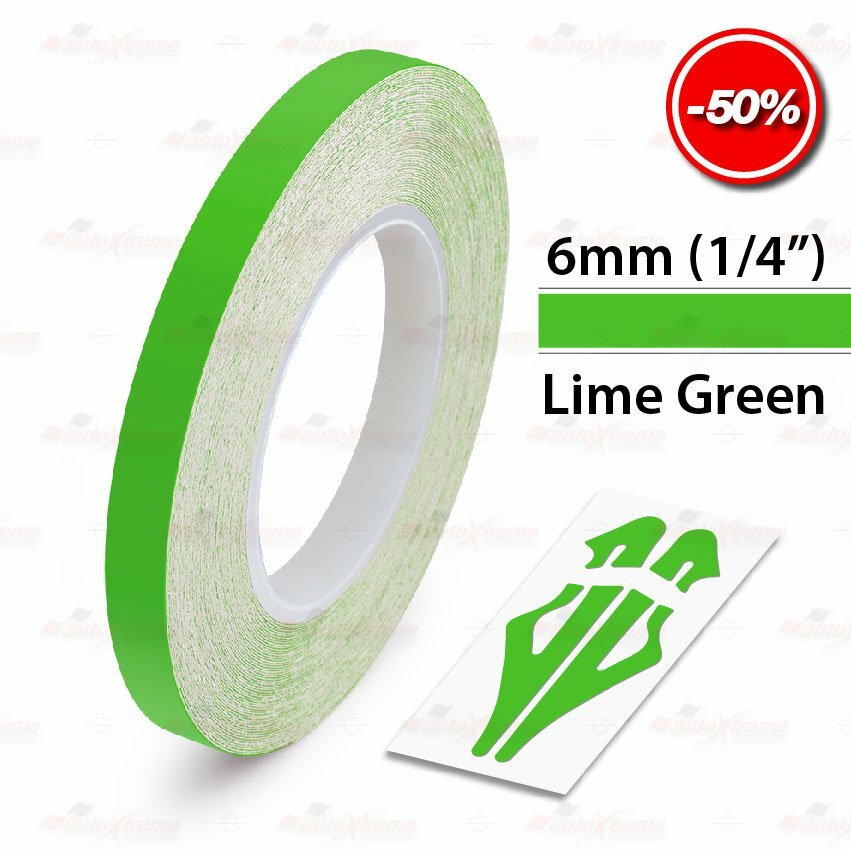 LIME GREEN 6mm 1/4″ Roll Pin Stripe PinStriping Trim Line Tape Vinyl Car STICKER