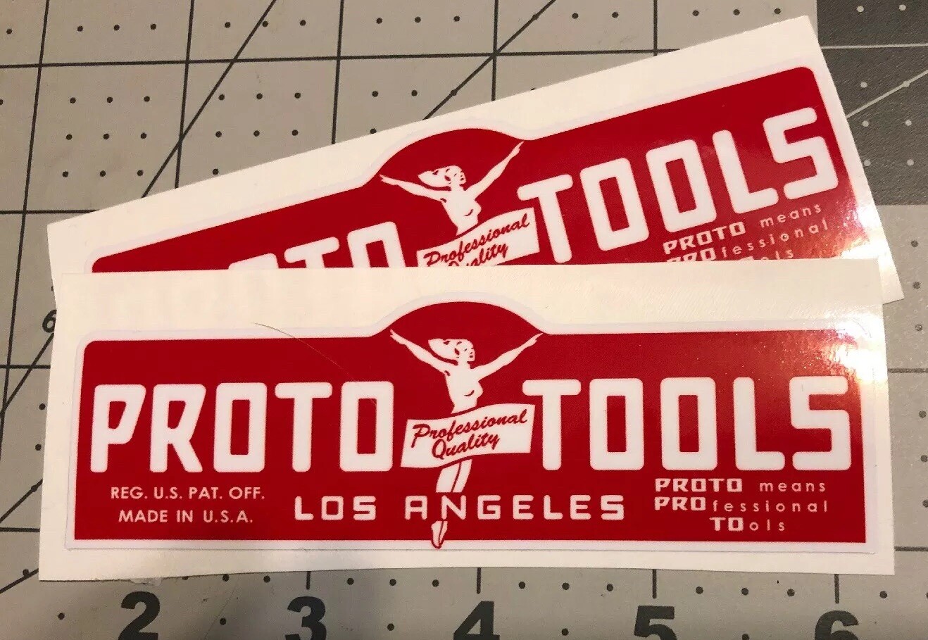 Proto Tools Flying LA Lady decals for restoration vintage tool box 4 3/4” Set 2
