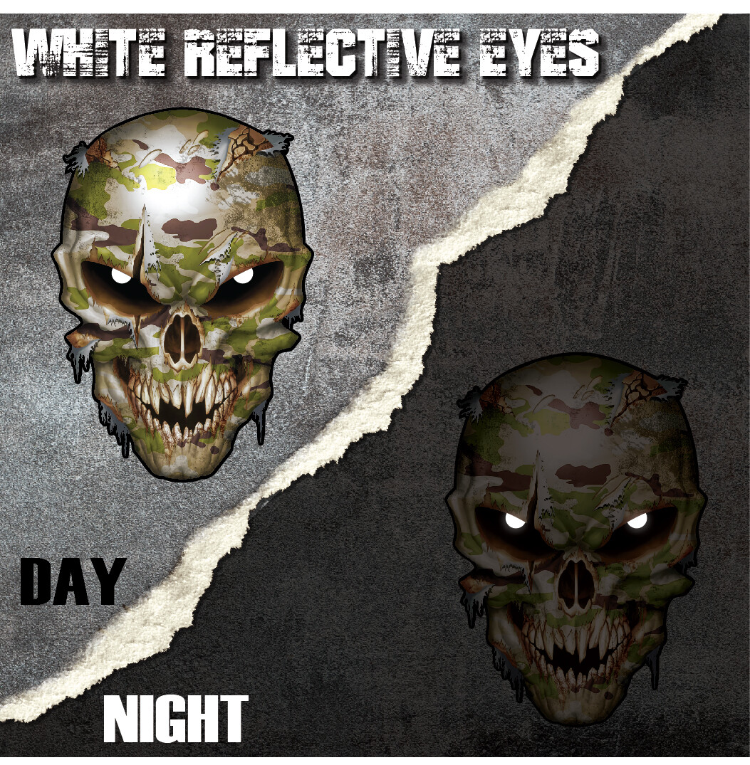 Camouflage Military Army Skull Thin Green Line Decal Sticker 3M Sticker