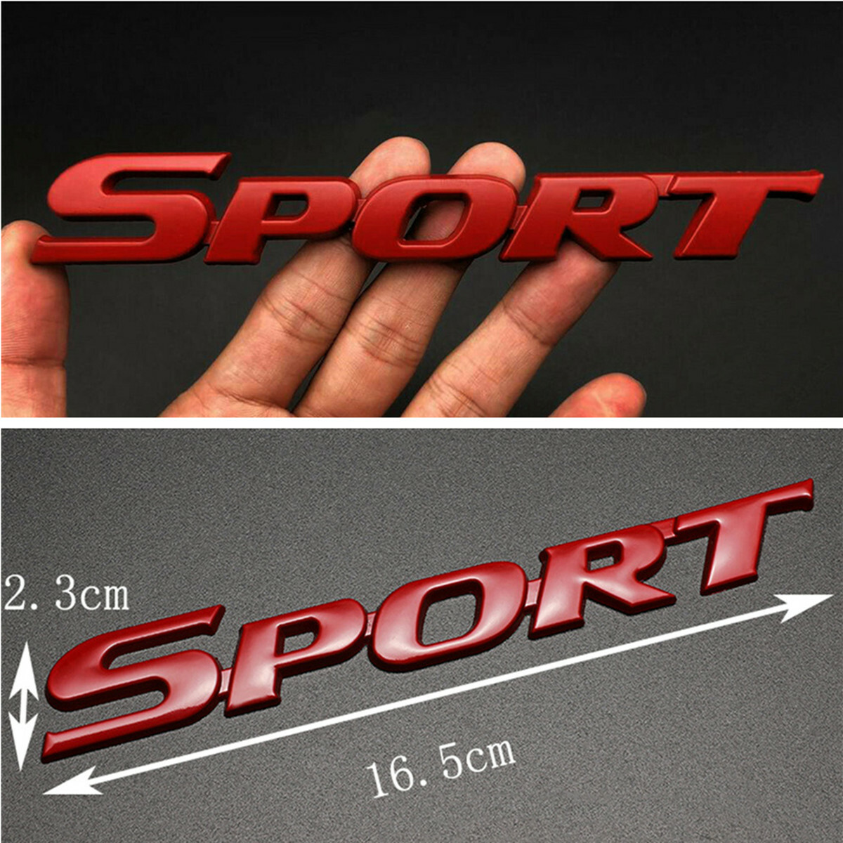 SPORT Logo Racing Car Body Fender Trunk Tailgate Emblem Badge Decor Sticker Red