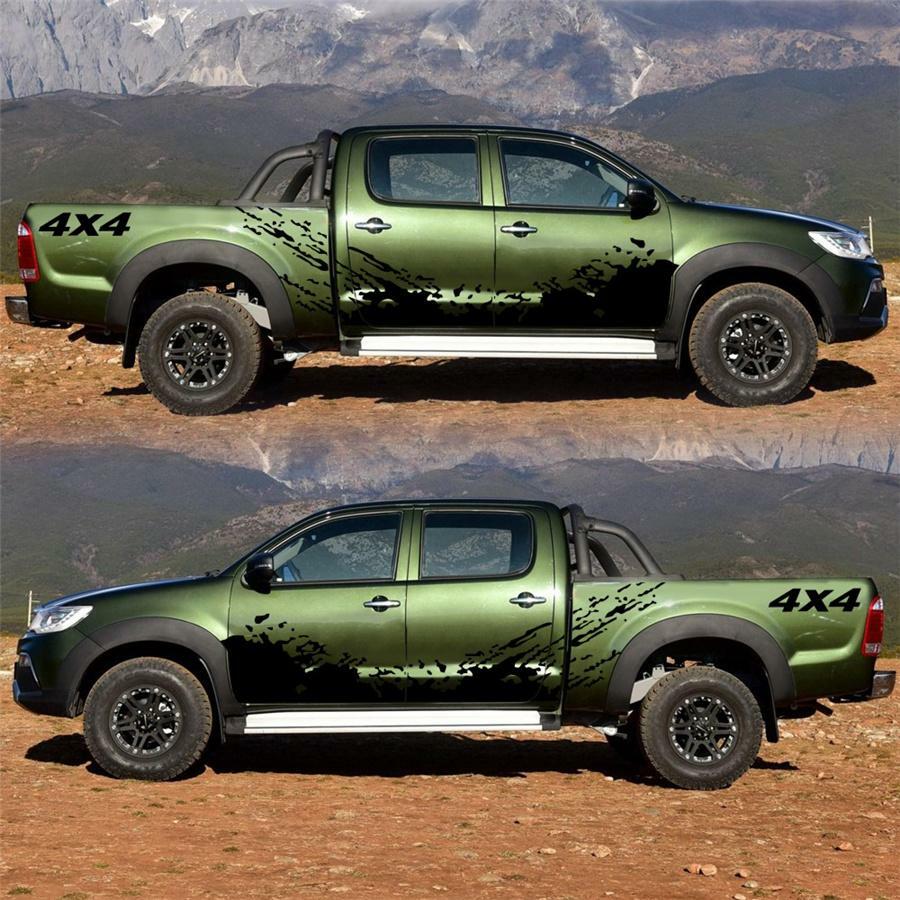 Car Stickers DIY Racing Mud Splash Side Door Body Skirt Stripes Decal For Pickup