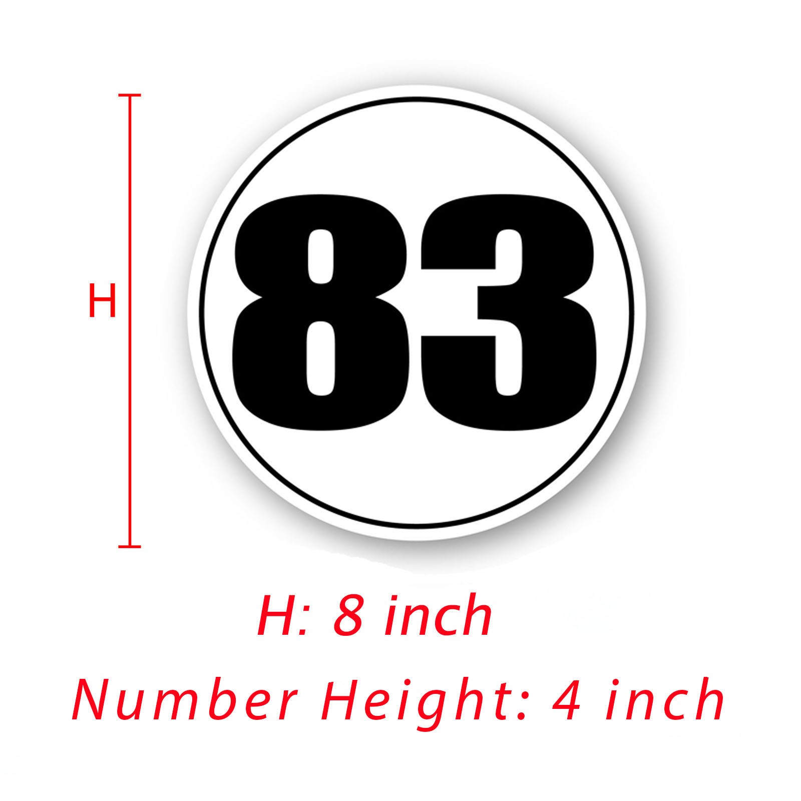 Custom Circular Number 8″ 10″ 12″ 15″ Glossy Matte Sticker /Magnet Car Door x2